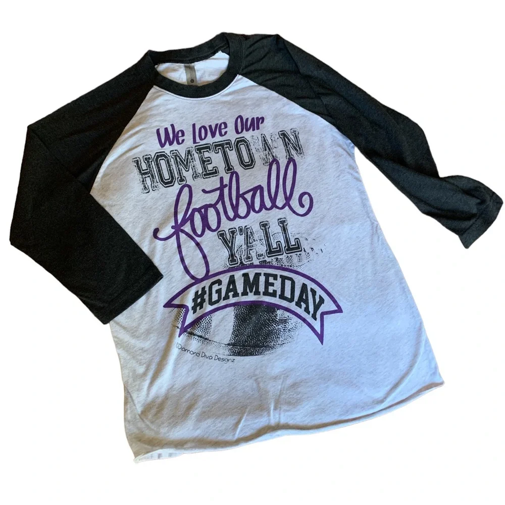 We Love Our Hometown Football Y’ALL #GAMEDAY Diamond Diva Design Tee Shirt Small - Picture 1 of 7